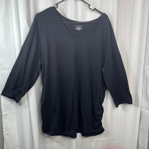 Lane Bryant tee t-shirt blouse top women's 18 - 20 knit black v-neck light wt - Picture 8 of 16